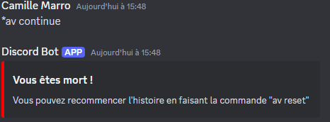 Image montrant le message de mort d'un personnage